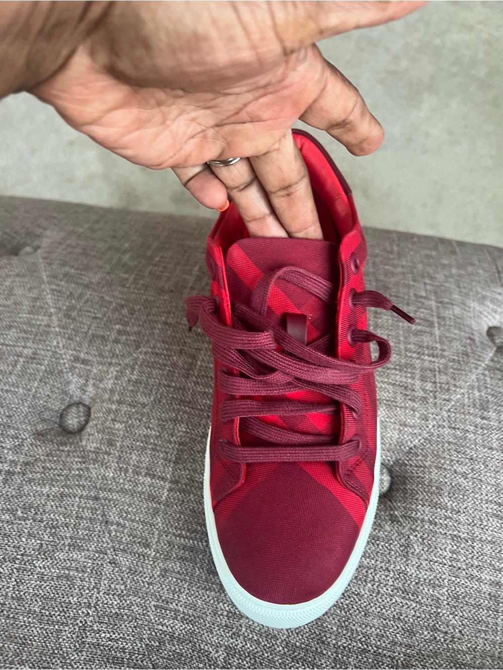 Burberry Red Low-Top Lace-Up Sneaker